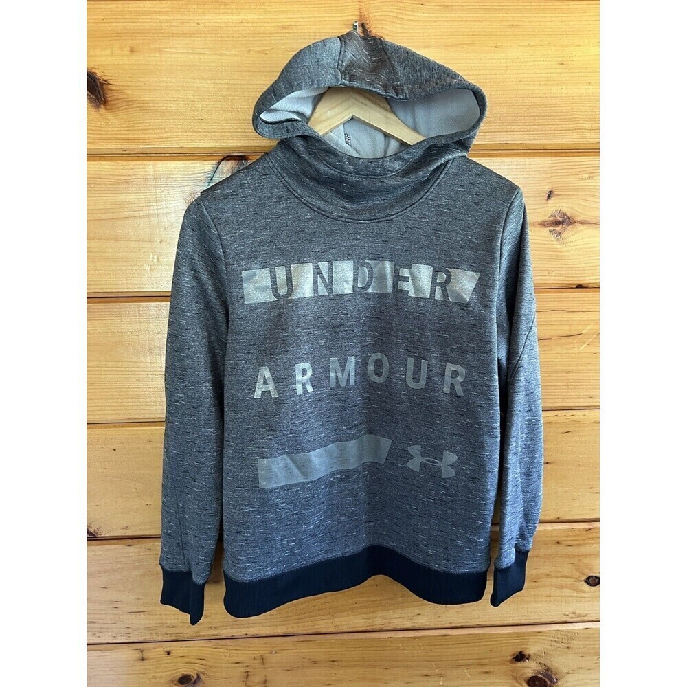 Under Armour Hoodie Pullover Hooded Sweater Gray Scuba Neck Coldgear Mens S